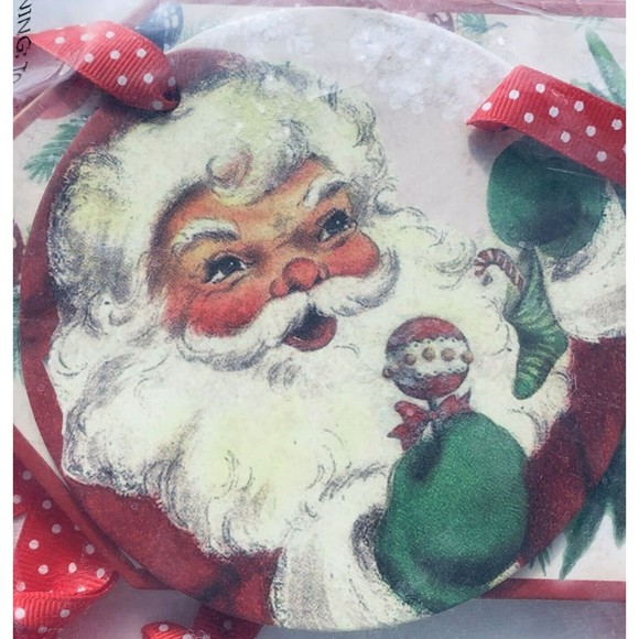 Mr. Christmas Banner JOY Red Green Santa Retro 1950s Look Polka Dot Ribbon 53" - Picture 5 of 9